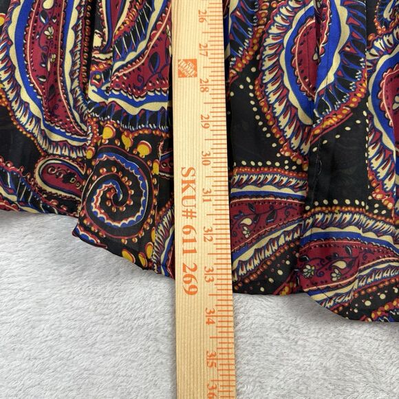 Vtg Y2K Pleated Ruffle Top Womens Large Paisley Boho Whimsigoth Dark Fairy 2000s - Picture 7 of 11